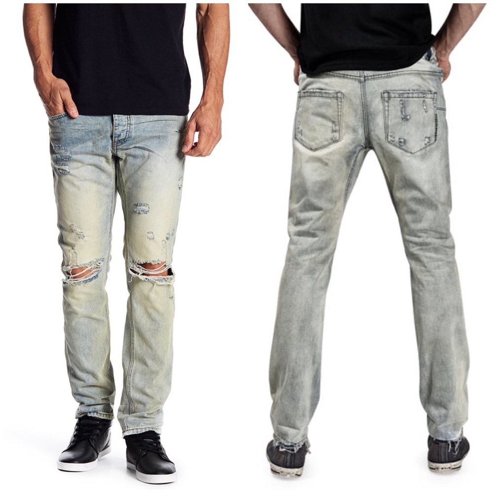 MAN X ONE TEASPOON Distressed Mr Whites Light Wash Jeans 28 Grunge $169 NWT